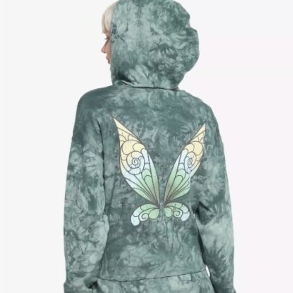 Her Universe Disney Tinker Bell Wings Tie-Dye Girls Crop Hoodie NWT Junior Sz M - Picture 1 of 2